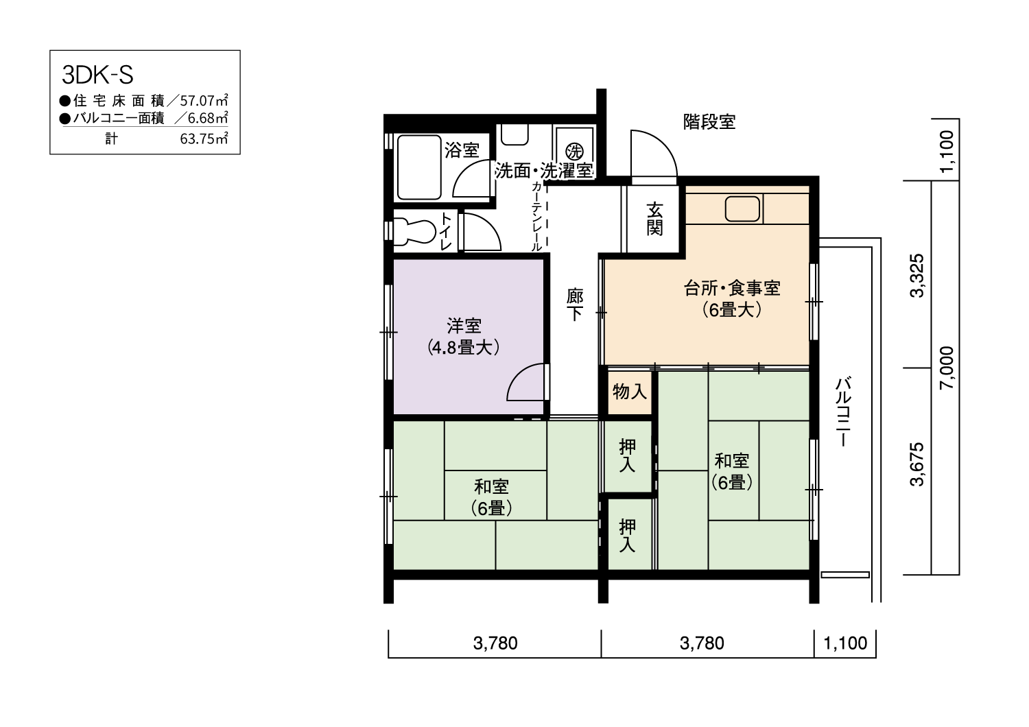 202号棟402号室 間取り