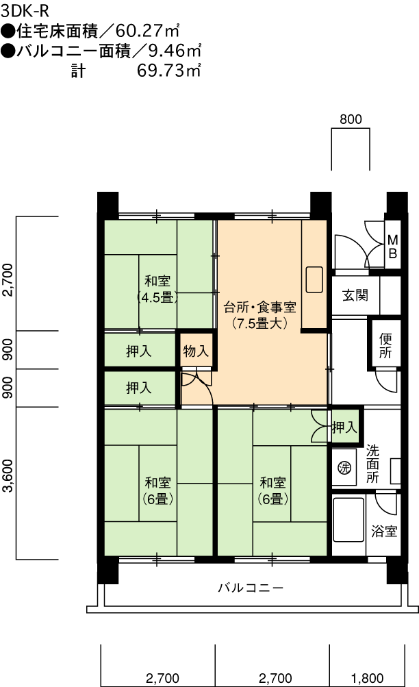109号棟204号室 間取り