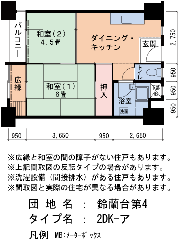 2DK 間取り図