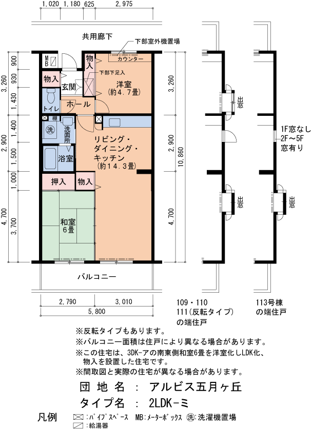 110号棟201号室 間取り