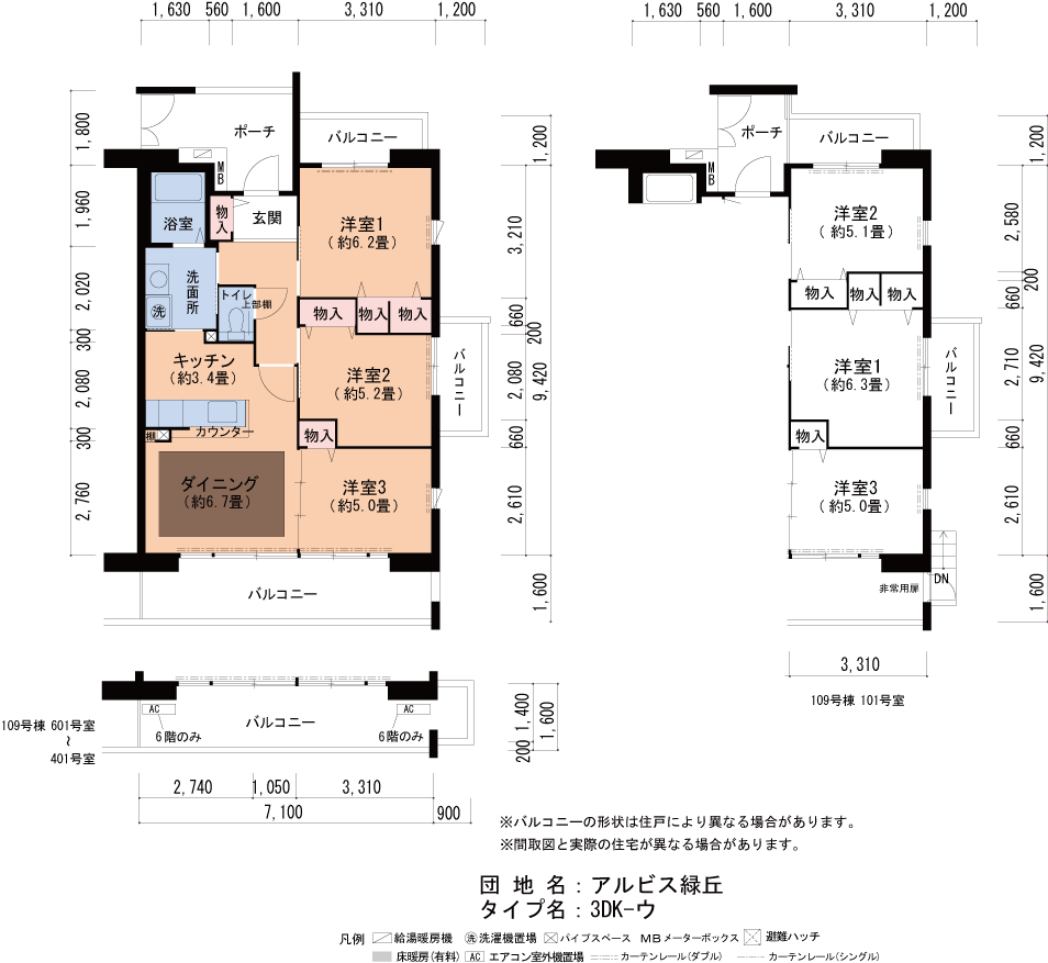 109号棟201号室 間取り