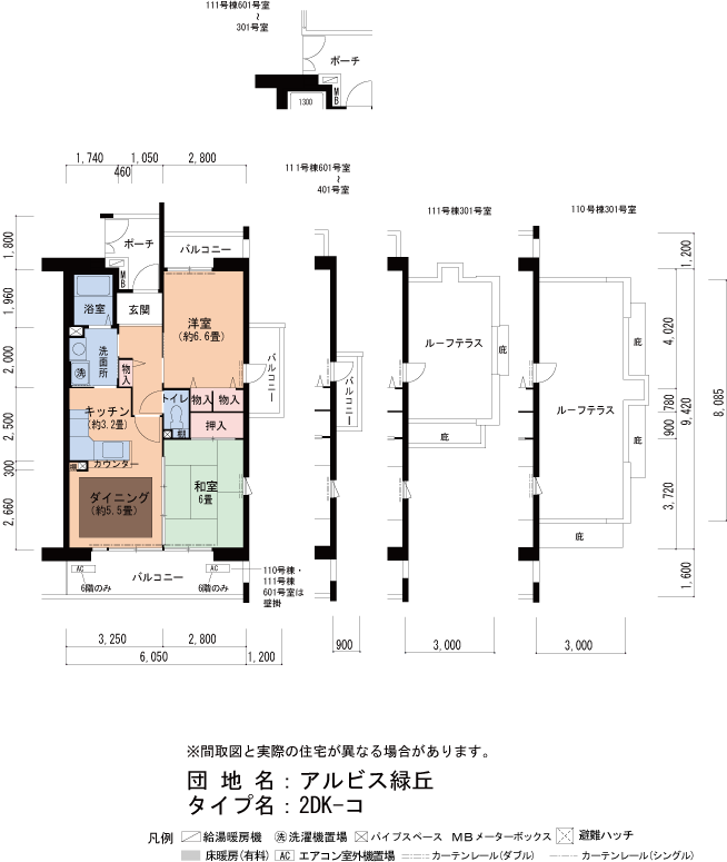 111号棟601号室 間取り