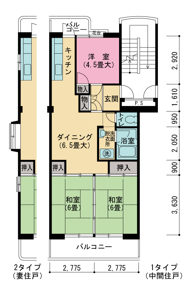 3号棟402号室 間取り