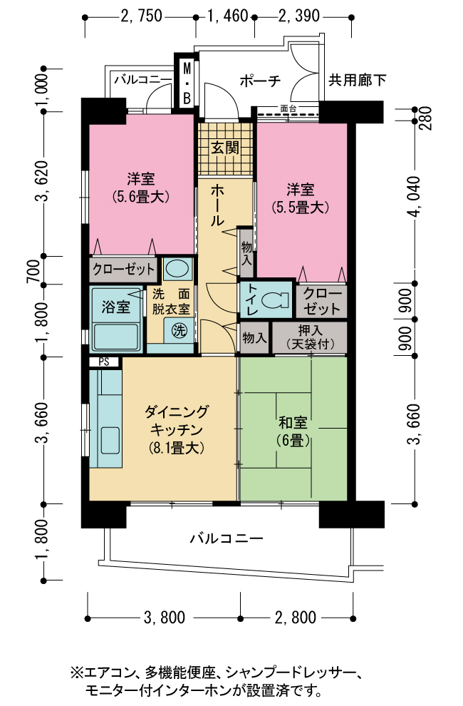 1号棟407号室 間取り